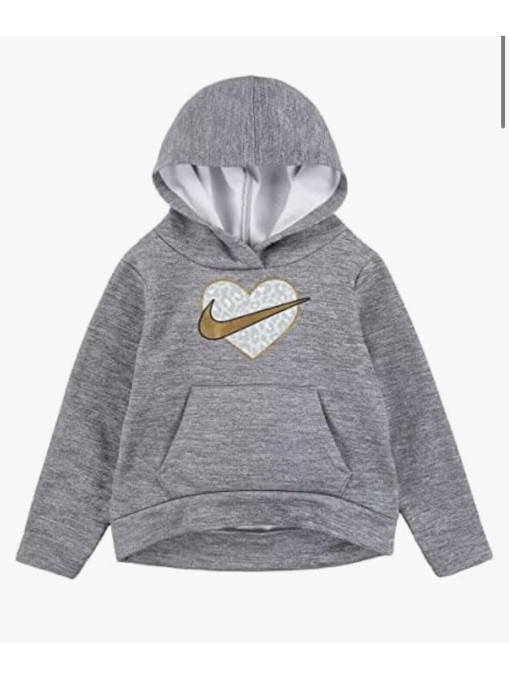 NIKE Girls Leopard Heart Pullover Hoodie Sweatshirt Fleece Fall Soccer 6x 6-7